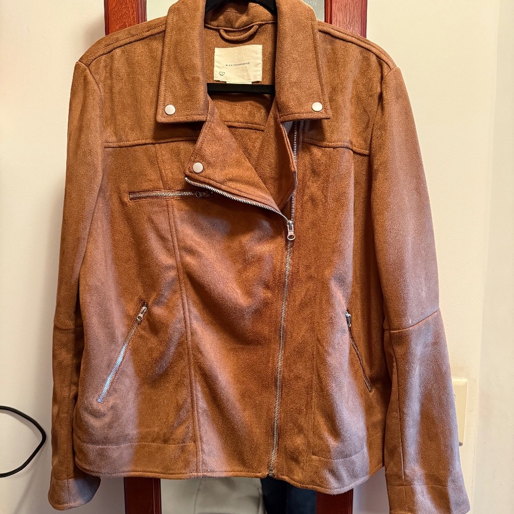 Anthropologie Faux Suede Jacket Size L Moto Style